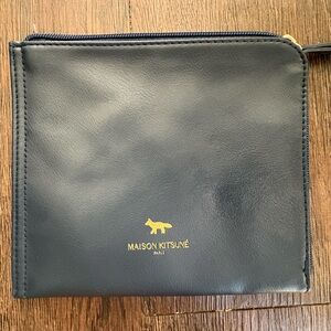 NEW navy blue Japan Airlines Maison Kitsune Paris Business Class Zippered bag